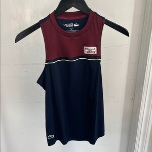 Lacoste Sport Sleeveless Top in Maroon and Dark Blue